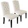 Set of 2 Natural Linen Button Tufted Dining Chairs