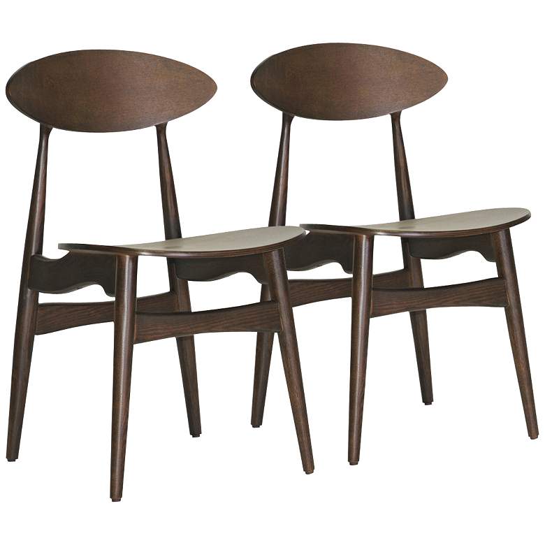 Image 1 Set of 2 Ophion Brown Wood Dining Chairs