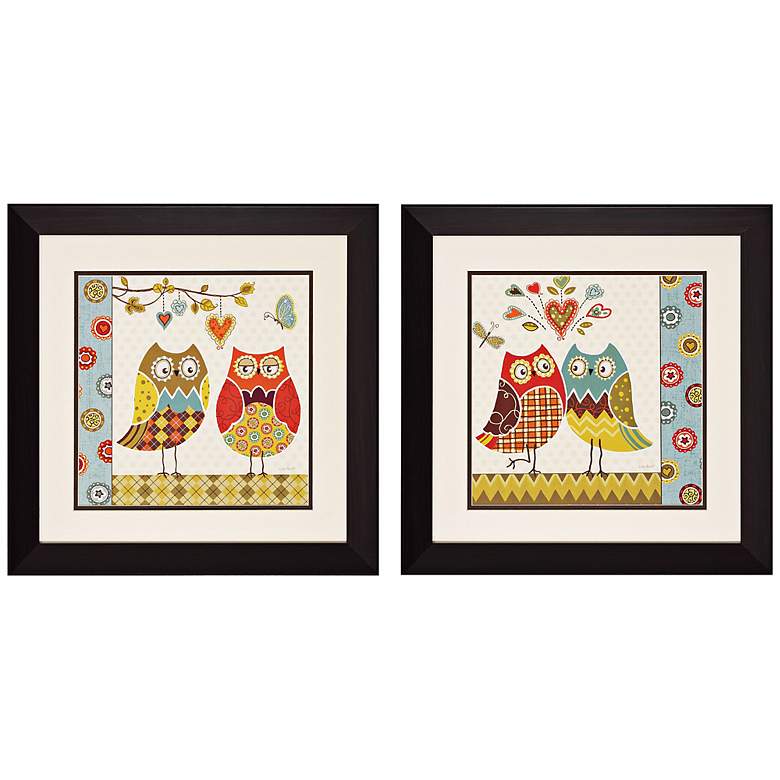 Image 1 Set of 2 Owl Wonderful I/II 19 inch Square Wall Art