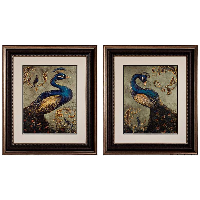 Image 1 Set of 2 Peacock I/II 31 inch High Bird Wall Art
