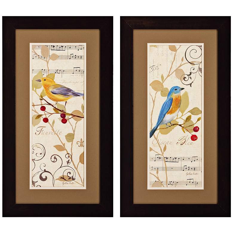 Image 1 Set of 2 Perch on Note I/II 27 inch High Musical Bird Wall Art
