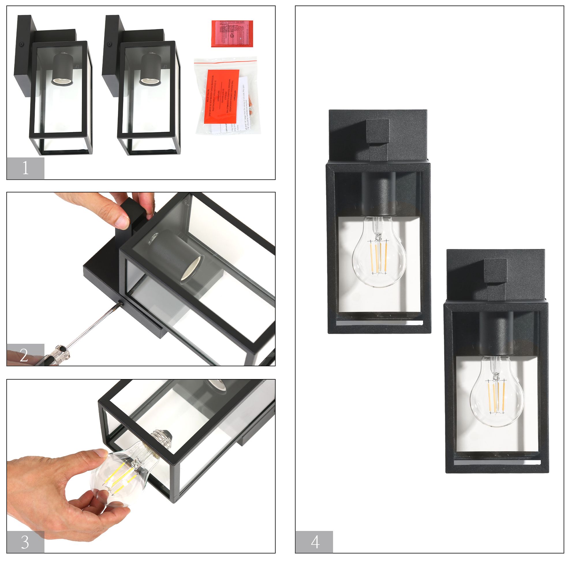 Image 6 Set of 2 Petalyn Modern Black 1-Light Outdoor Wall Sconce more views