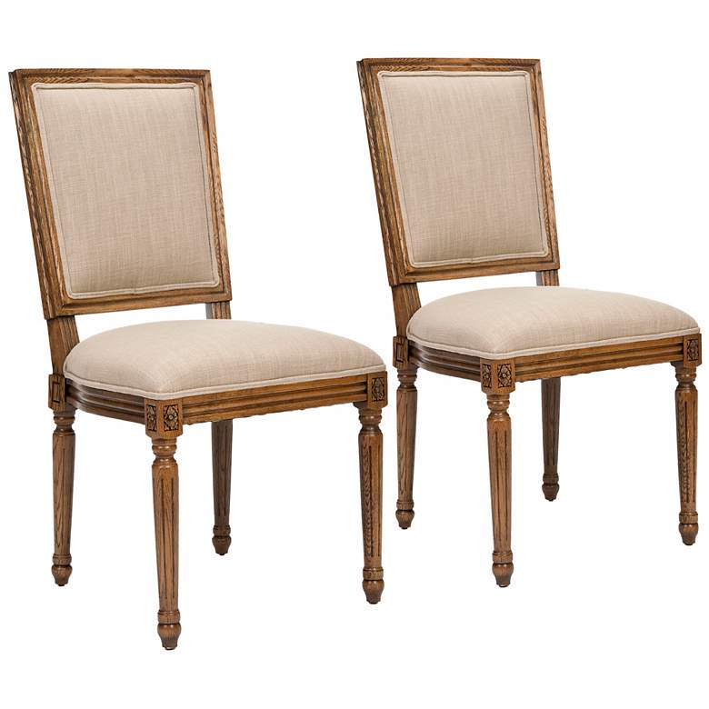 Image 1 Set of 2 Placentia Ashton Beige Fabric Sand Side Chairs