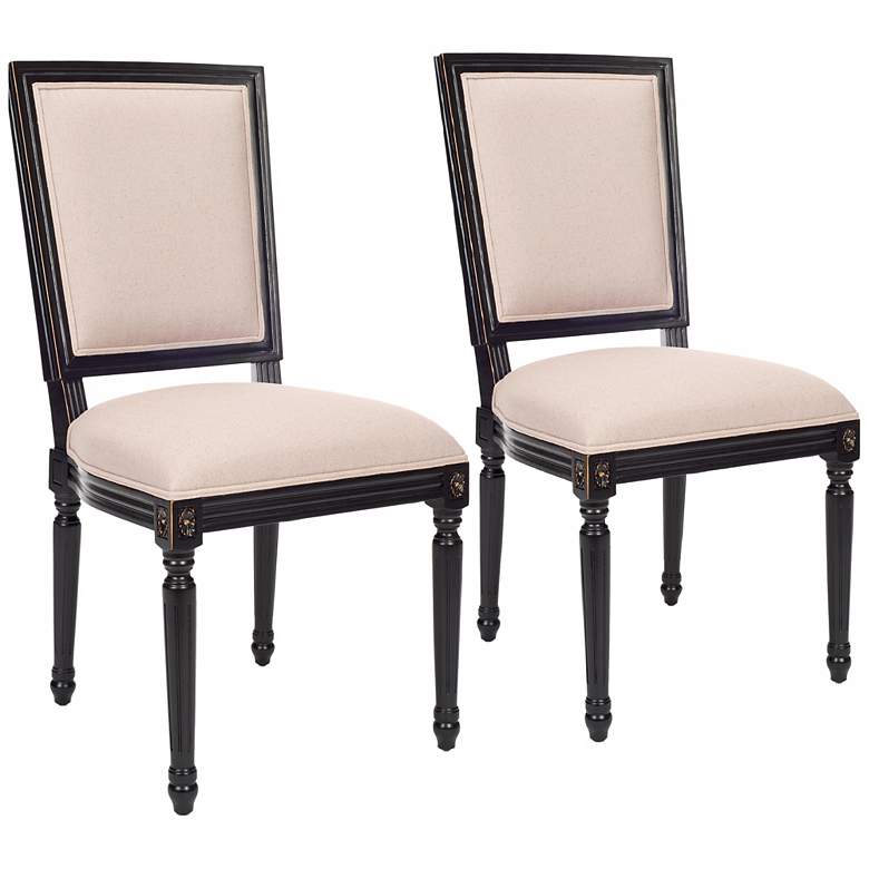 Image 1 Set of 2 Placentia Ashton Black Beige Fabric Side Chairs