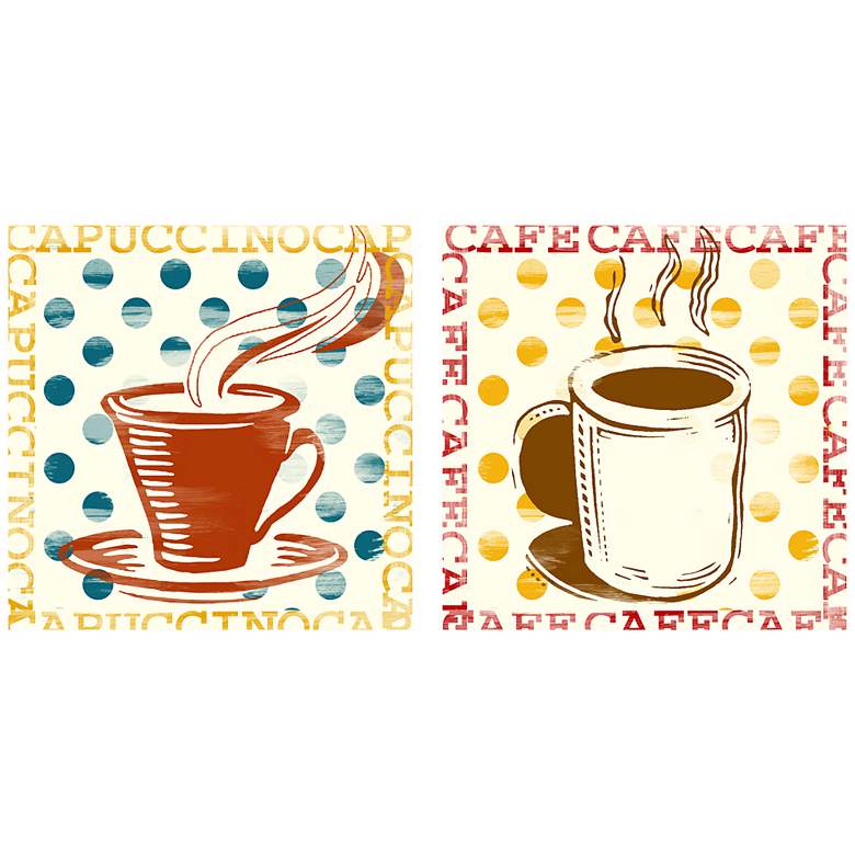 Image 1 Set of 2 Polka Dot Cafe 12 inch Square Art Prints