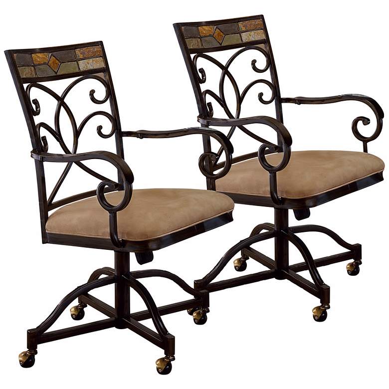 Image 1 Set of 2 Pompeii Caster Dining Chairs