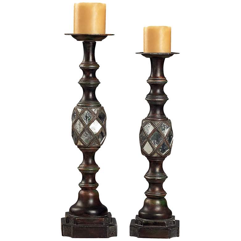 Image 1 Set of 2 Rabat Mirrored Candle Holders