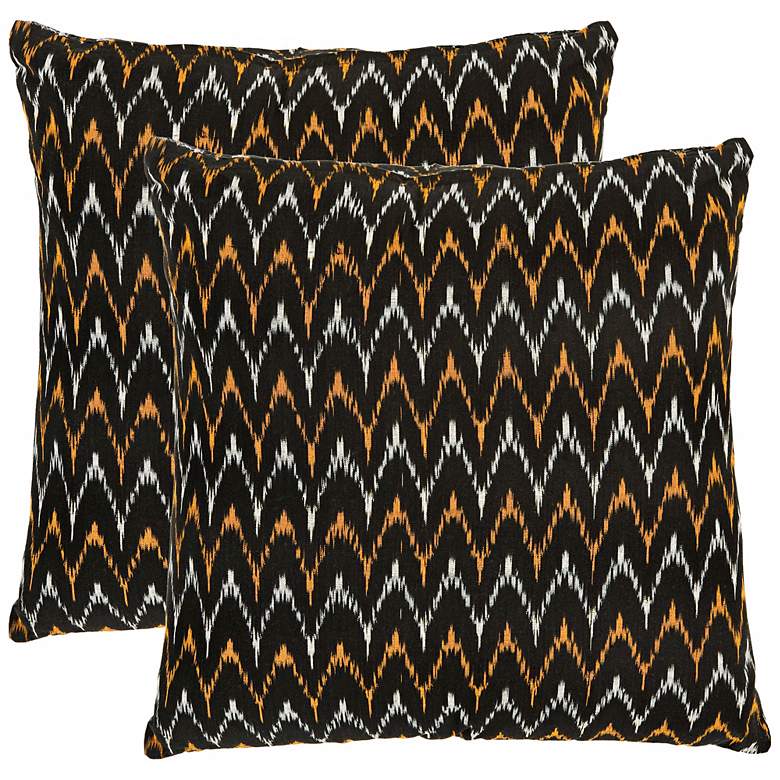Image 1 Set of 2 Ryder Black White Orange Ikat 18 inch Safavieh Pillows