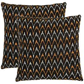 Image1 of Set of 2 Ryder Black White Orange Ikat 18" Safavieh Pillows