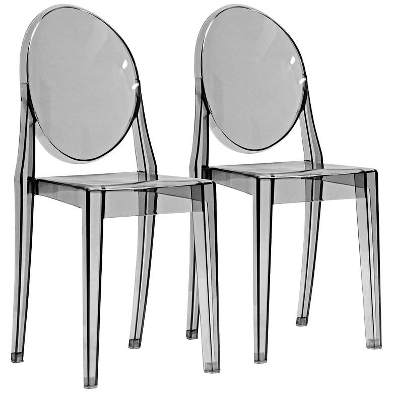 Image 1 Set of 2 Ryder Transparent Smoke Gray Ghost Chairs