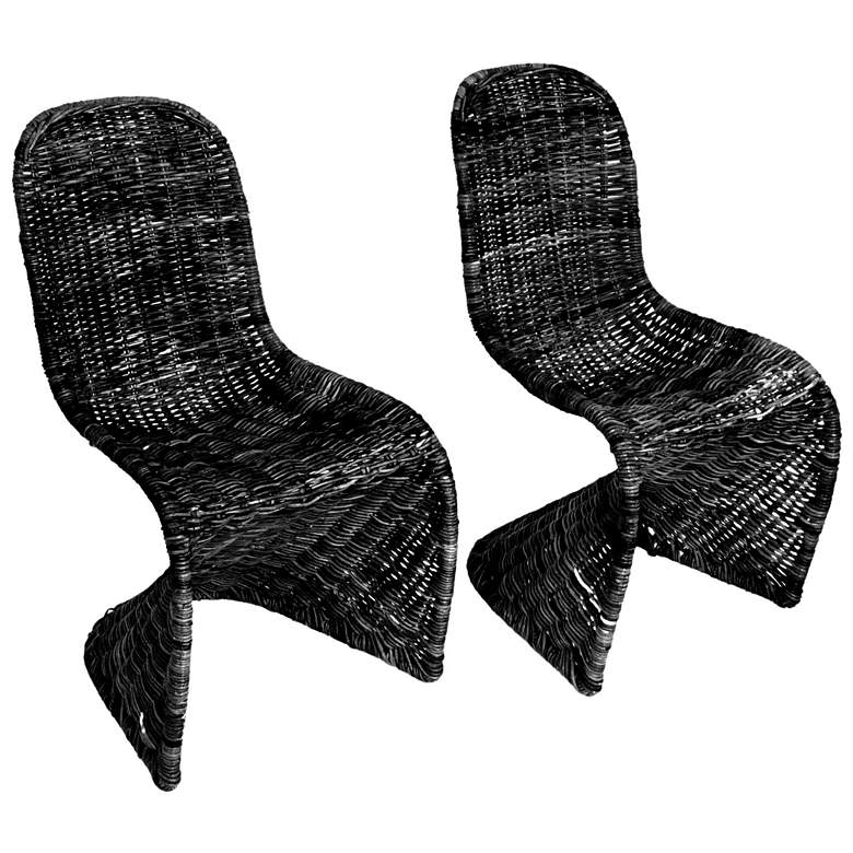 Image 1 Set of 2 S-Frame Woven Chair, Black