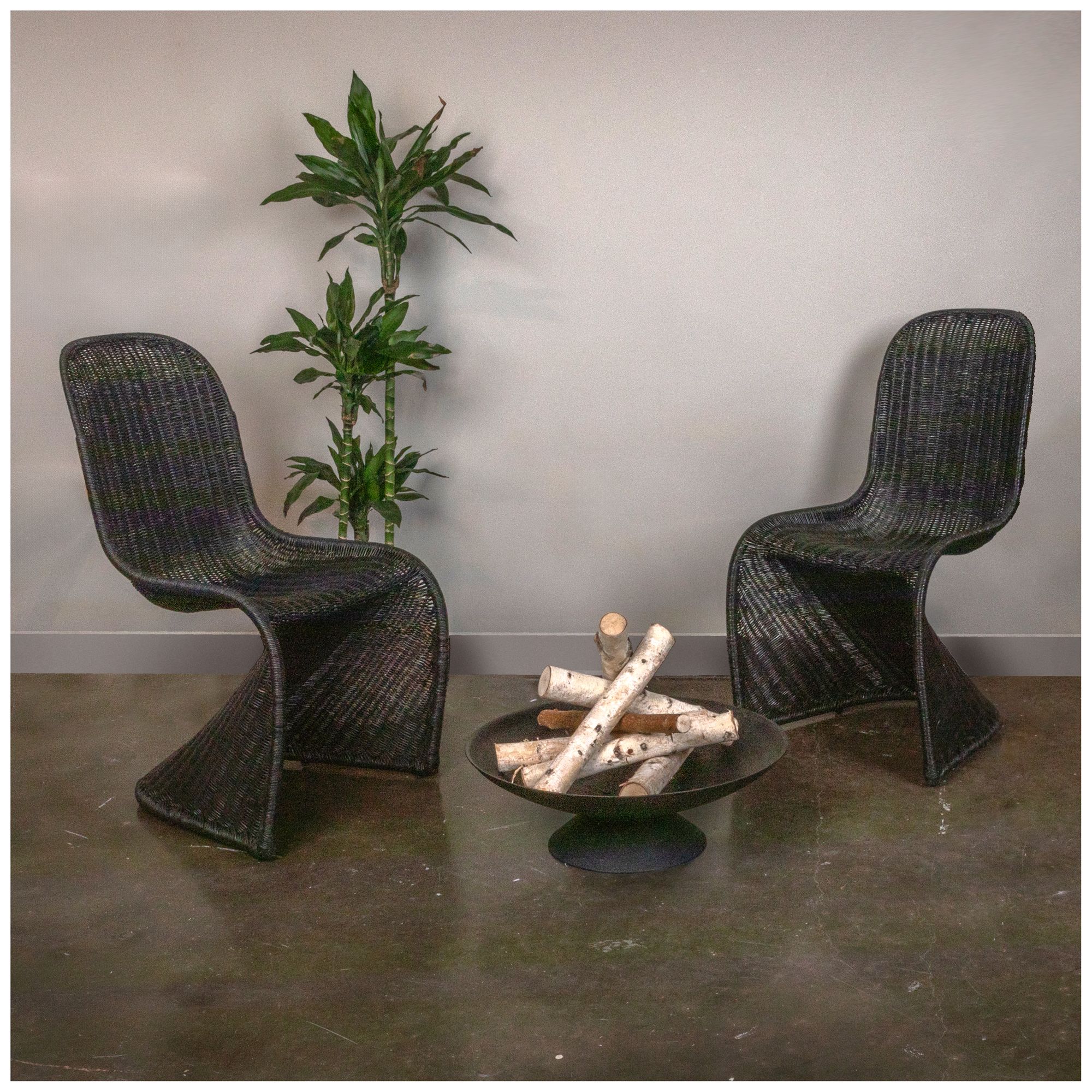 Image 2 Set of 2 S-Frame Woven Chair, Black more views