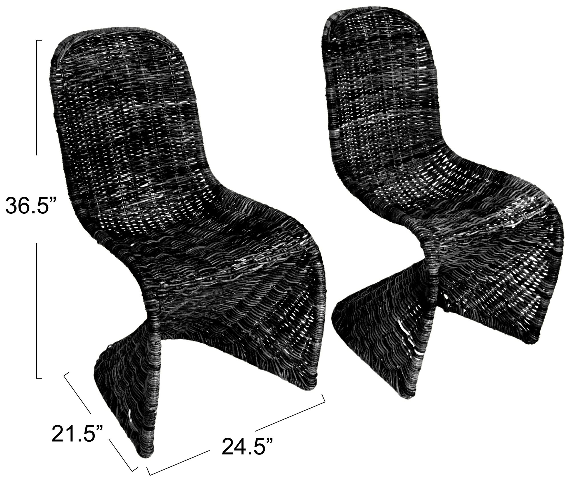 Image 3 Set of 2 S-Frame Woven Chair, Black more views