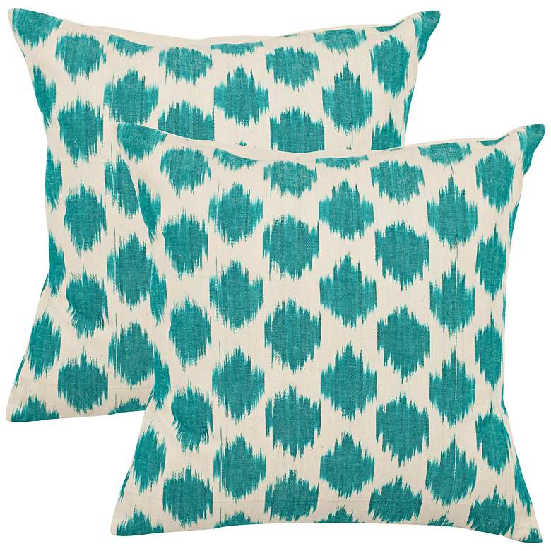 Image 1 Set of 2 Safavieh Aqua Polka Dot Accent Pillows