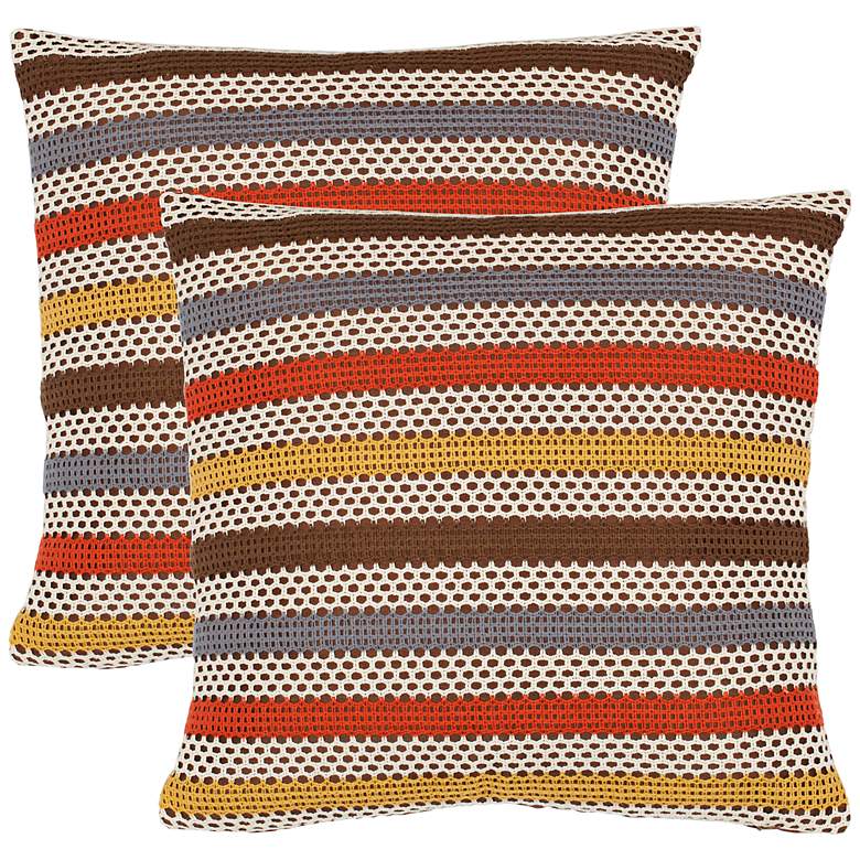 Image 1 Set of 2 Safavieh Bleeker Brown and Orange Accent Pillows