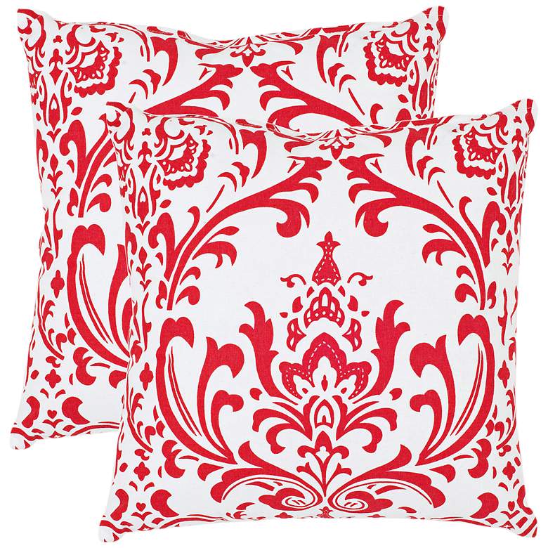 Image 1 Set of 2 Safavieh Isadora Damask Red Throw Pillows