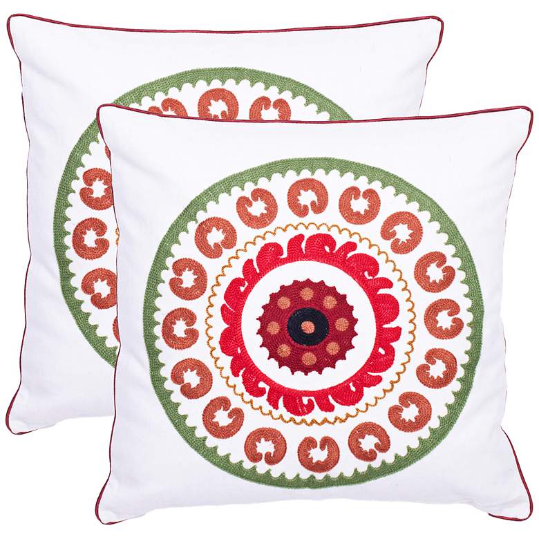 Image 1 Set of 2 Safavieh Red Sunder Needlework Pillows
