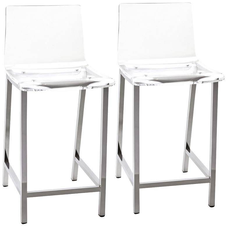 Image 1 Set of 2 Sanborn 24 inch Clear Acrylic Counter Stools