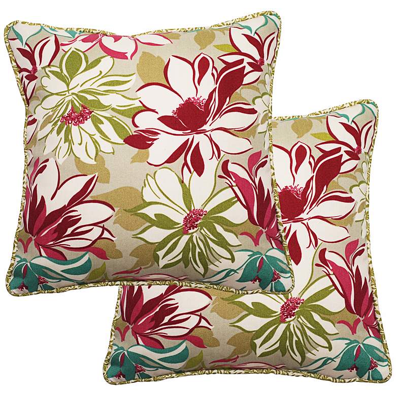 Image 1 Set of 2 Sarah 25 inch Square Welt Cording Outdoor Pillows