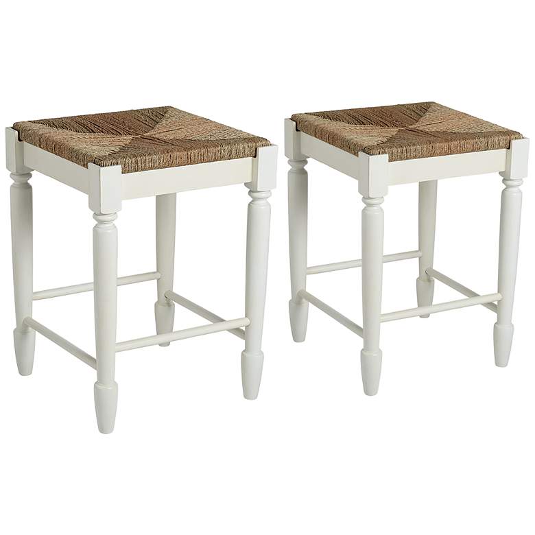 Image 1 Set of 2 Sea Breeze Collection 24 inch Desk Stools in White