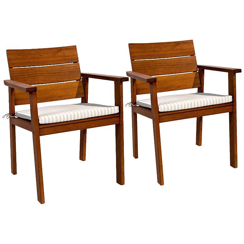 Image 3 Set of 2 Seaview Eucalyptus Easy Carver Patio Chairs