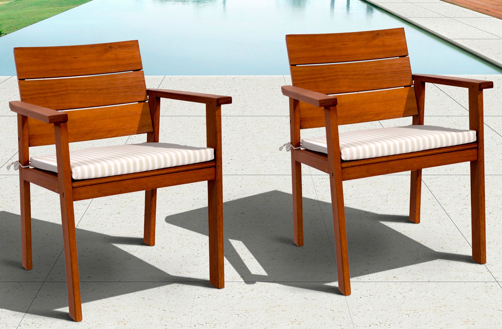 Set of 2 Seaview Eucalyptus Easy Carver Patio Chairs 3V753