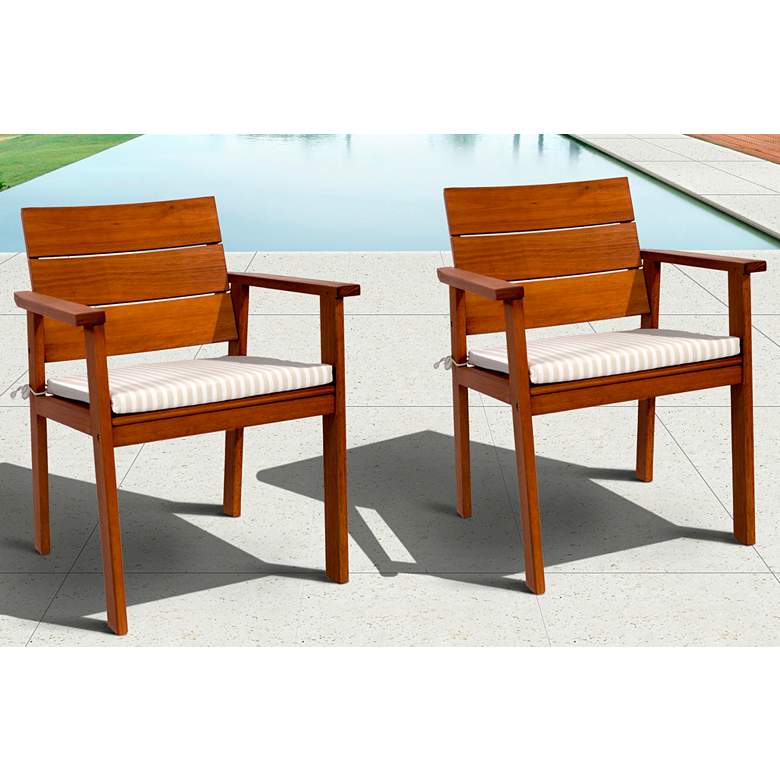 Image 2 Set of 2 Seaview Eucalyptus Easy Carver Patio Chairs