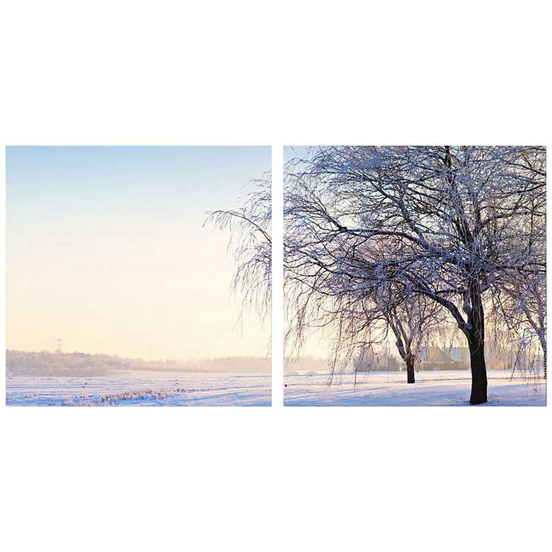 Image 1 Set of 2 Snowy Solitude 19 3/4 inch Square Canvas Wall Art