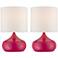 Set of 2 Steel Droplet 14 3/4" high Fuchsia Red Small Accent
