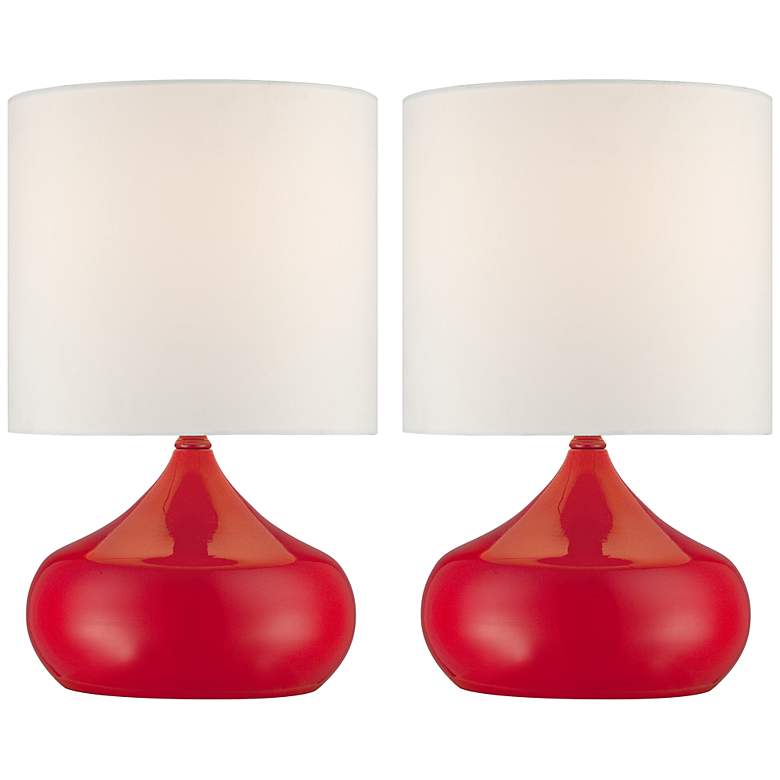Image 1 Set of 2 Steel Droplet Cherry Red Small Accent Lamps
