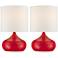 Set of 2 Steel Droplet Cherry Red Small Accent Lamps