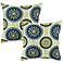 Set of 2 Summer Green and Blue Outdoor Accent Pillows