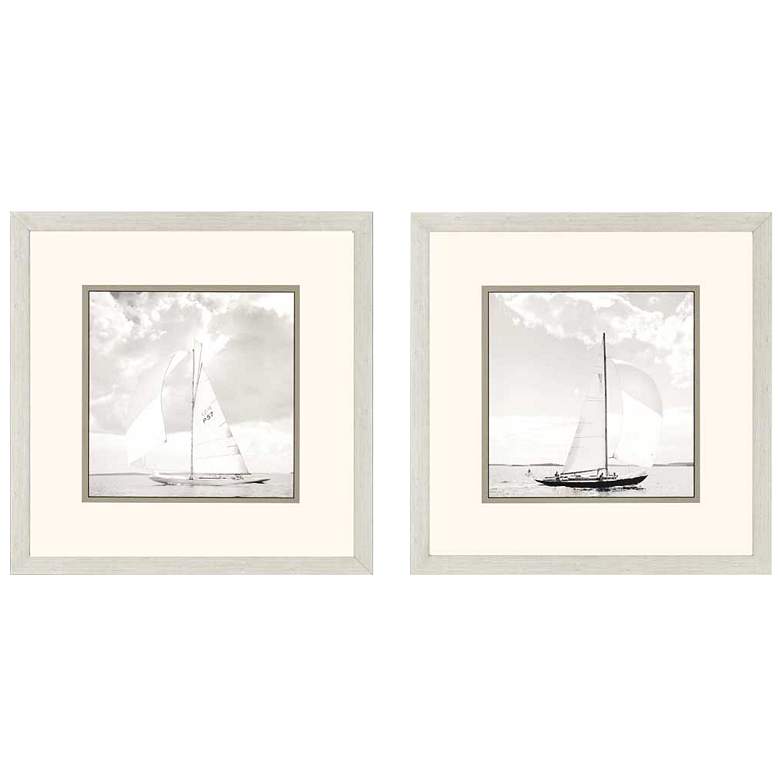 Image 1 Set of 2 Sunlit Sails 28 inch Square Framed Coastal Wall Art
