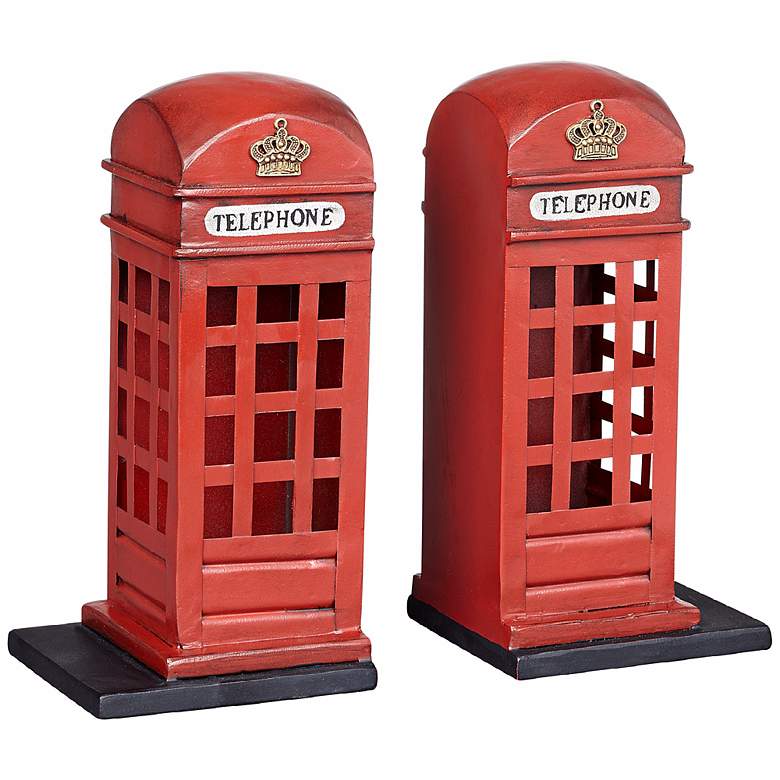 Image 1 Set of 2 Telephone Booth Bookends