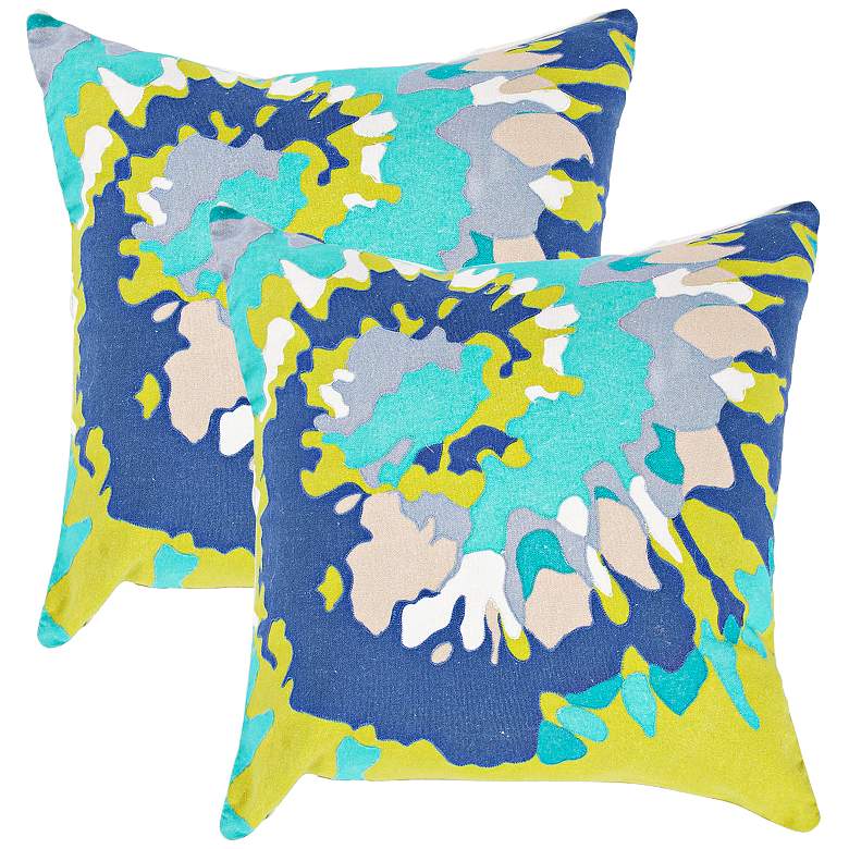 Image 1 Set of 2 Textural Blue Splash 18 inch Square Throw Pillows