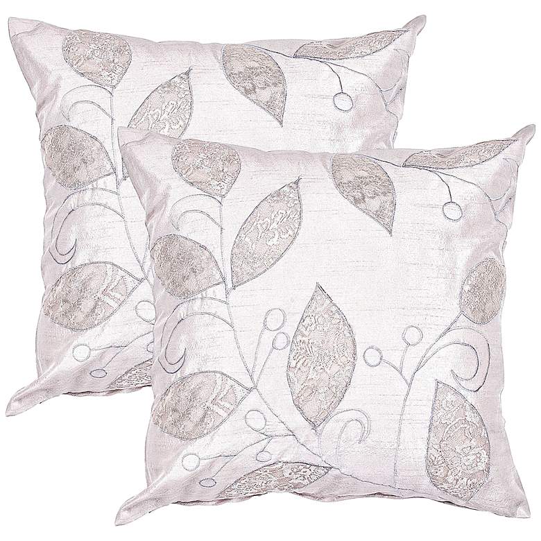 Image 1 Set of 2 Textural Silver Leaf 20 inch Square Throw Pillows