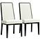 Set of 2 Theia Black Wood and Cream Leather Dining Chairs