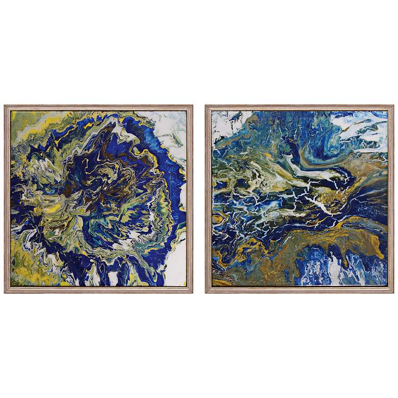Image 1 Set of 2 Tropical Storm I/II 13 inch Square Abstract Wall Art