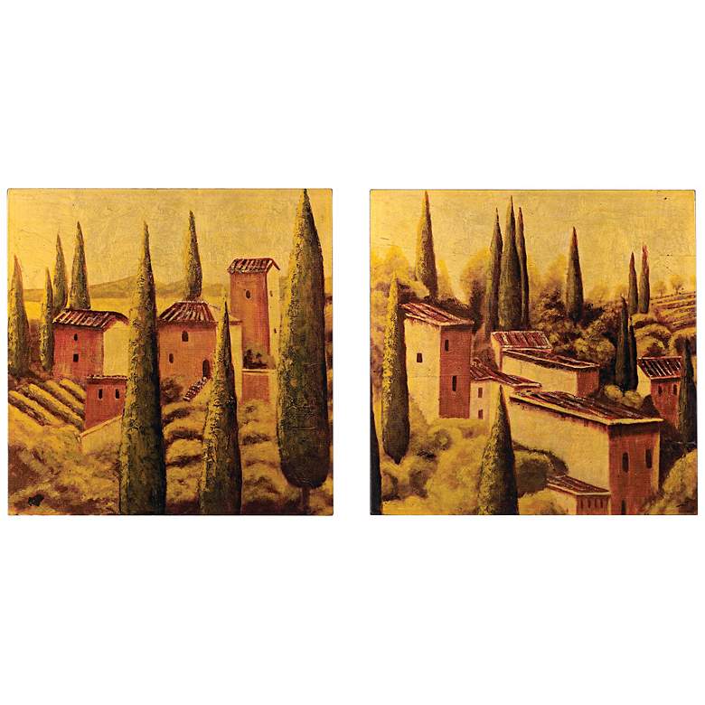 Image 1 Set of 2 Tuscan Village 12 inch Square Lacquered Wall Art