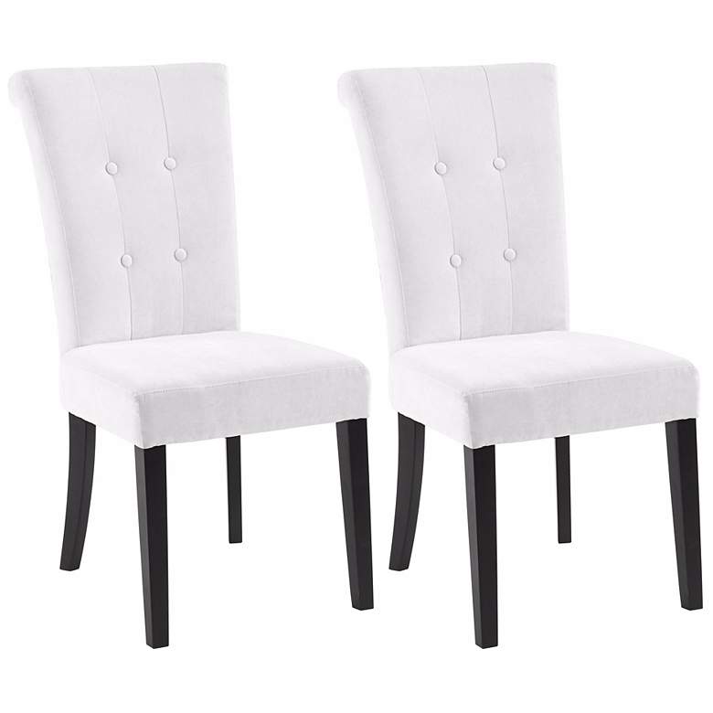 Image 1 Set of 2 Tuxford Oasis White Fabric Dining Chairs