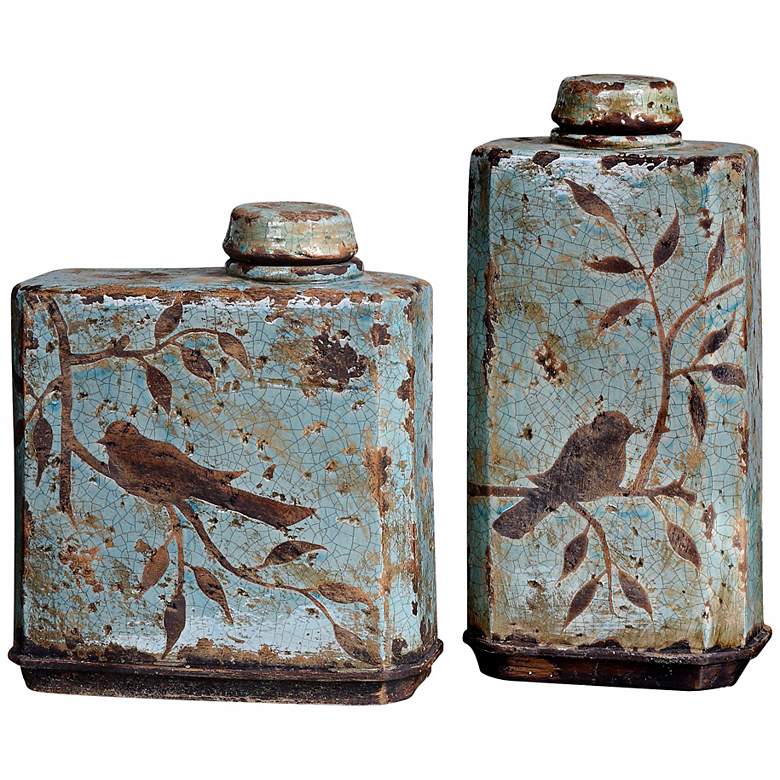 Image 1 Set of 2 Uttermost Bird Freya Ceramic Containers