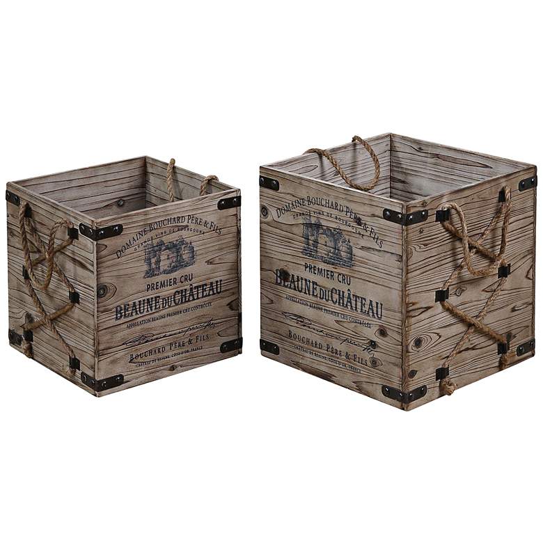 Image 1 Set of 2 Uttermost Bouchard Solid Wood Crates
