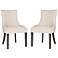 Set of 2 Villota Nailheads Taupe Linen Side Chair