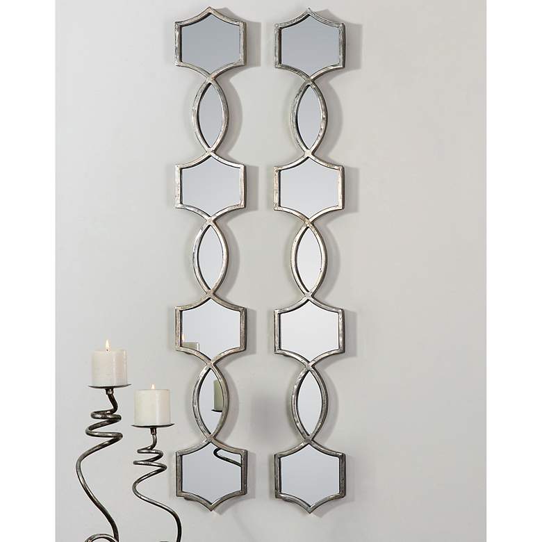 Image 1 Set of 2 Vizela 45 inch High Hand Forged Metal Wall Mirrors