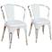 Set of 2 Weathered White Metal Dining Chairs