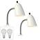 Set of 2 White Gooseneck Headboard Clip Lamps with LED Bulbs