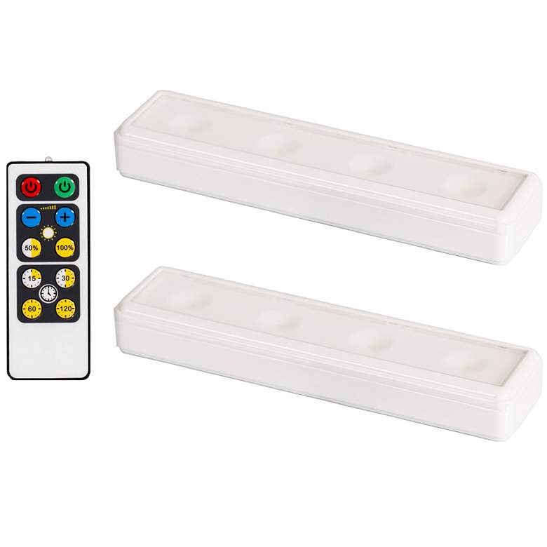 Image 1 Set of 2 White LED Under Cabinet Lights with Remote