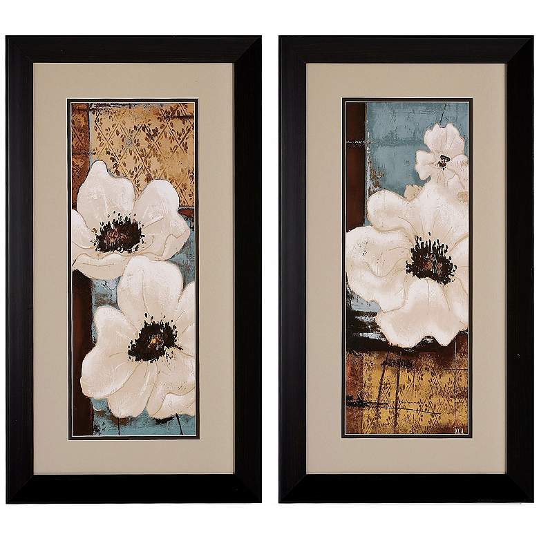 Image 1 Set of 2 White Poppies I/II Framed Floral Wall Art