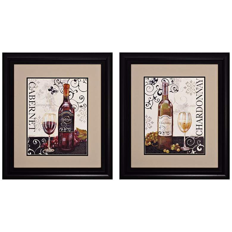 Image 1 Set of 2 Wine Swirl I/II 23 inch High Framed Wall Art