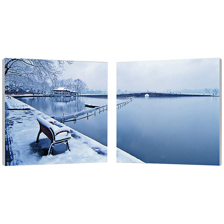 Image 1 Set of 2 Wintry Wonder 19 3/4 inch Square Canvas Wall Art